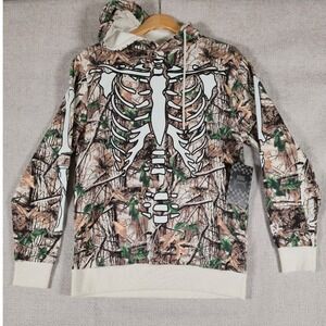 Rebel Vengeance Camo Skeleton Rib Cage Hoodie Mens Size Medium